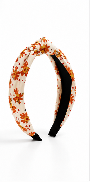 Harvest Turkey Print Knotted Headband on clean white background