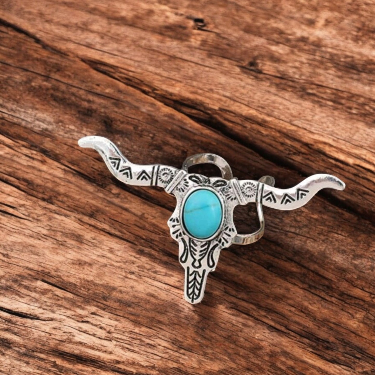 Adjustable Bull Skull Metal Fashion Ring