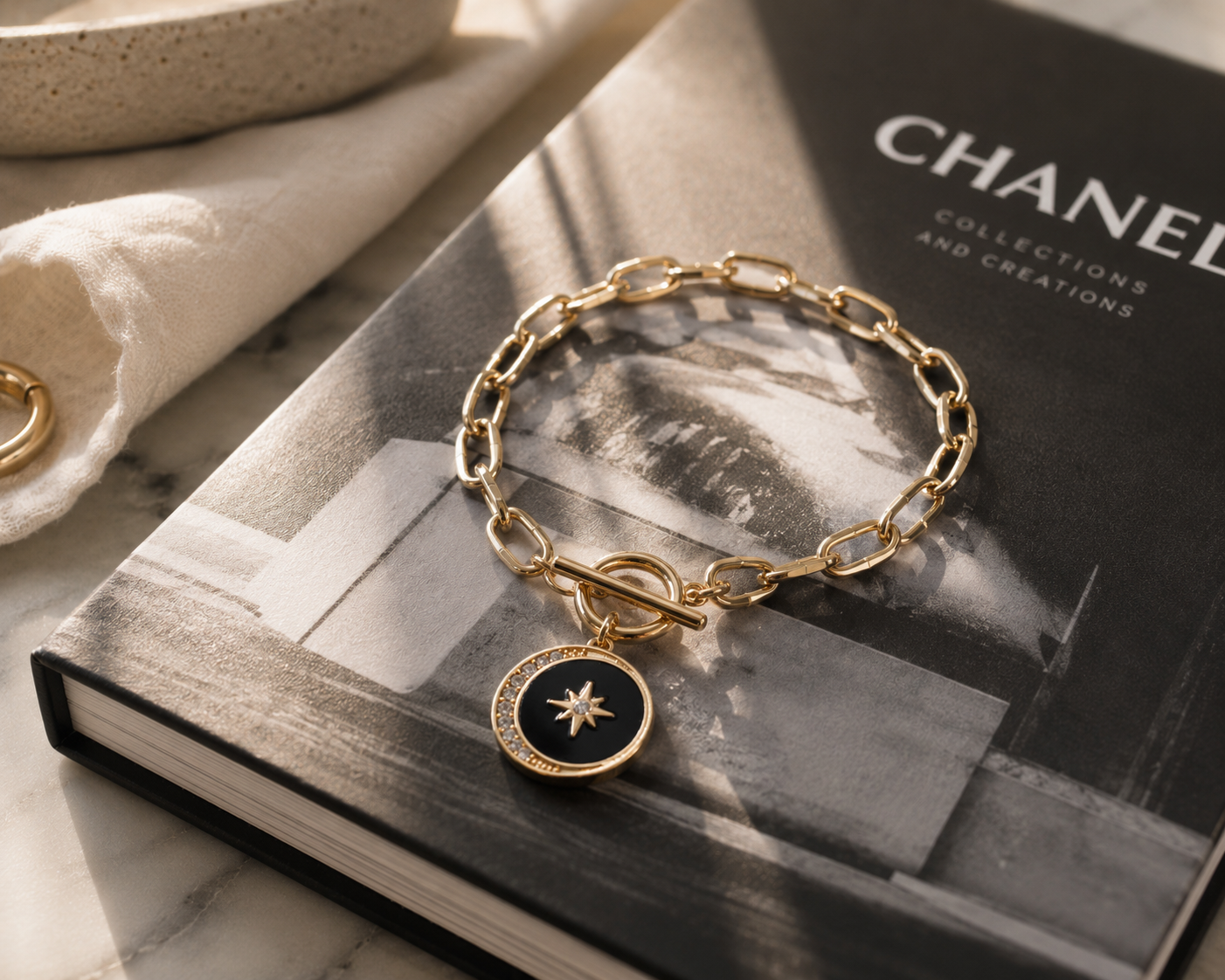 Midnight Compass Paperclip Bracelet