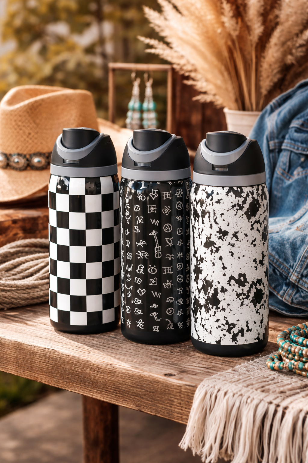Midnight Cowgirl 30oz Tumbler – Black & White Collection