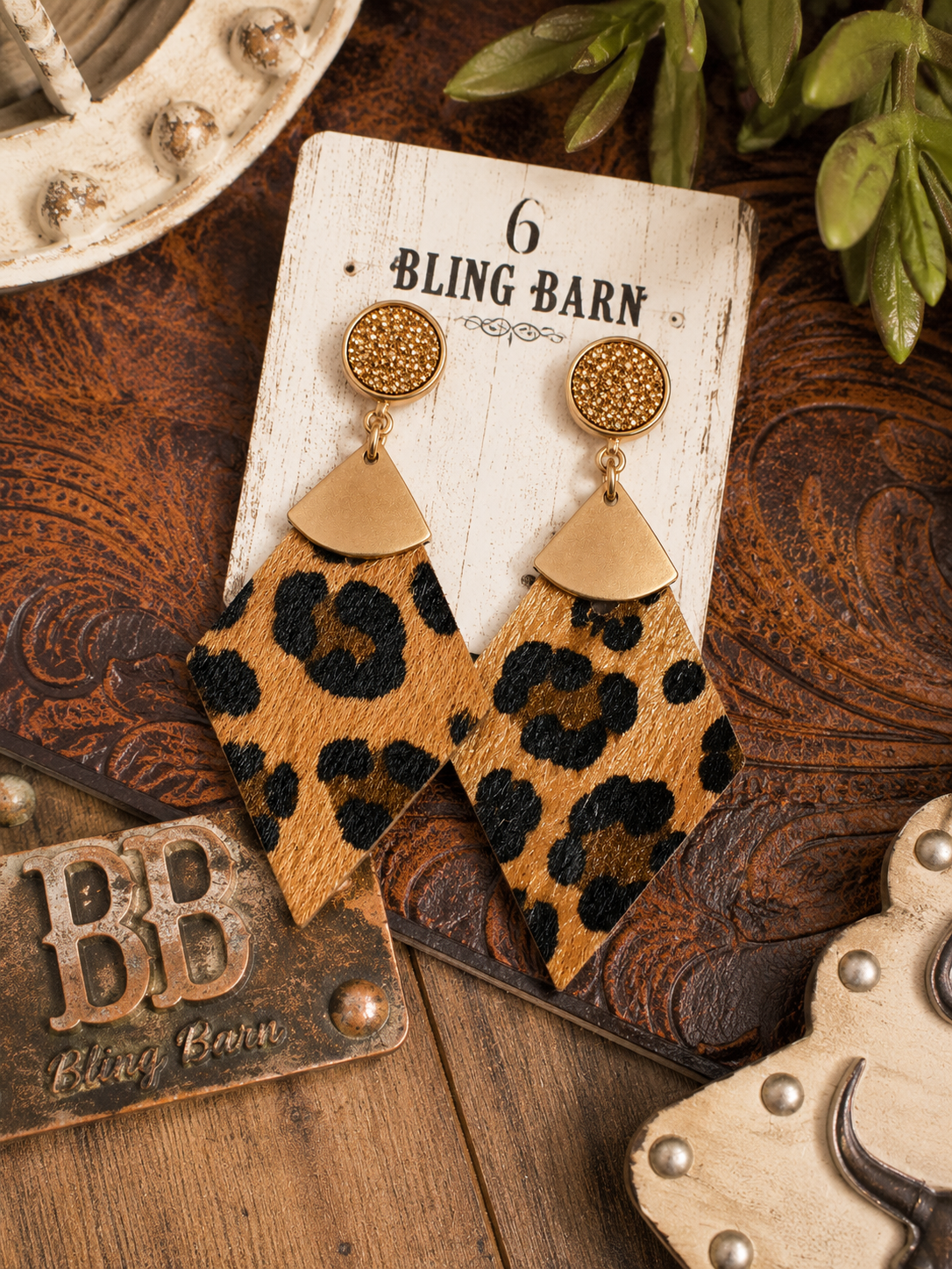 Golden Wildside Leopard Earrings