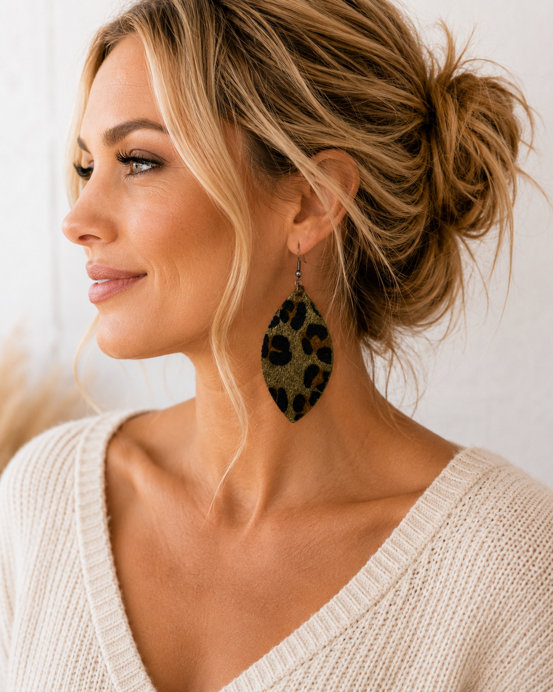 Wild Olive Leopard Earrings