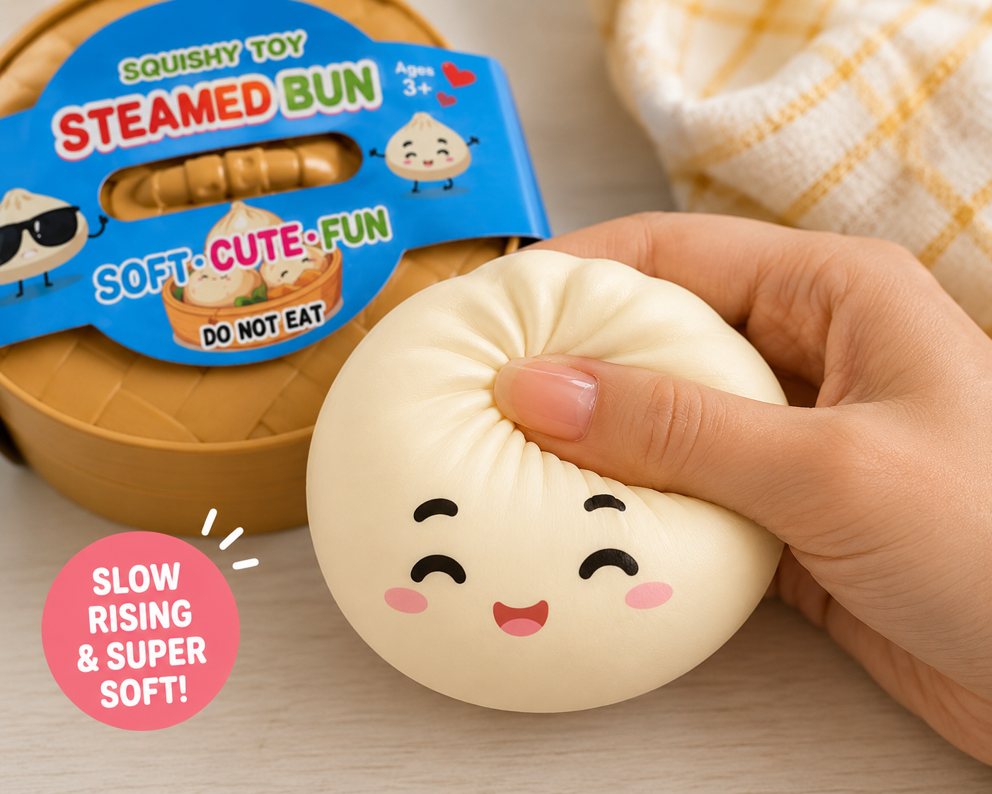 Steamed Bun Squishy Toy – Slow Rising Stress Relief Fidget | Cute Bao Bun Squeeze Toy | Soft Sensory Gift for Kids & Adults