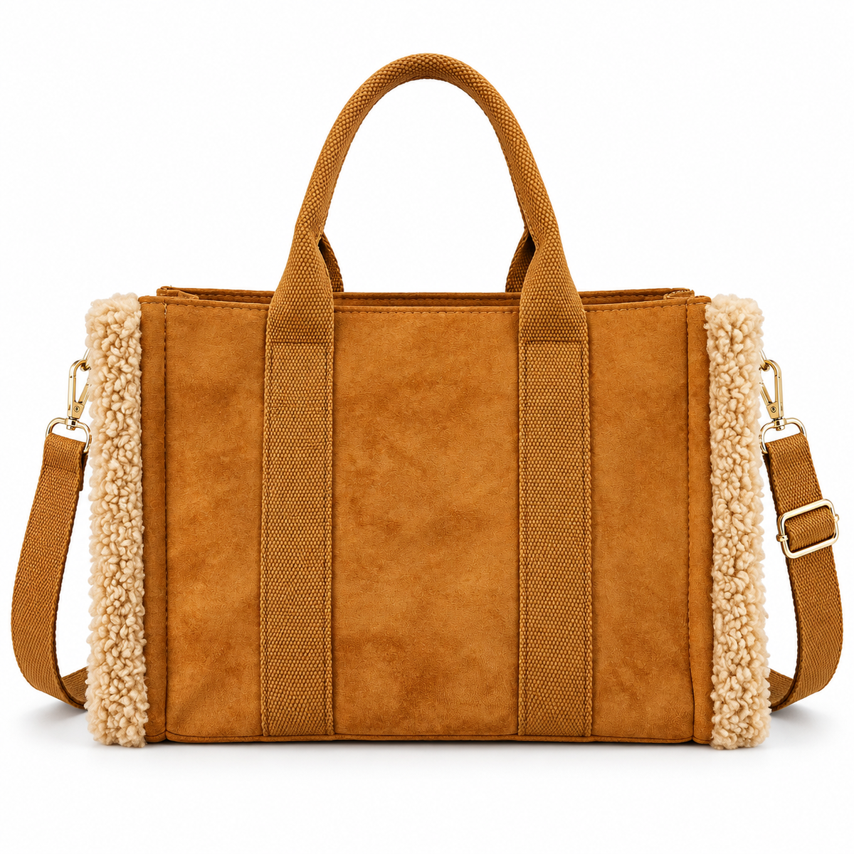 Cozy Canyon Sherpa Trim Tote Crossbody Bag
