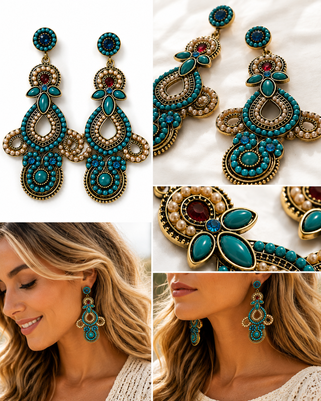 Mesa Pearl Turquoise Statement Earrings