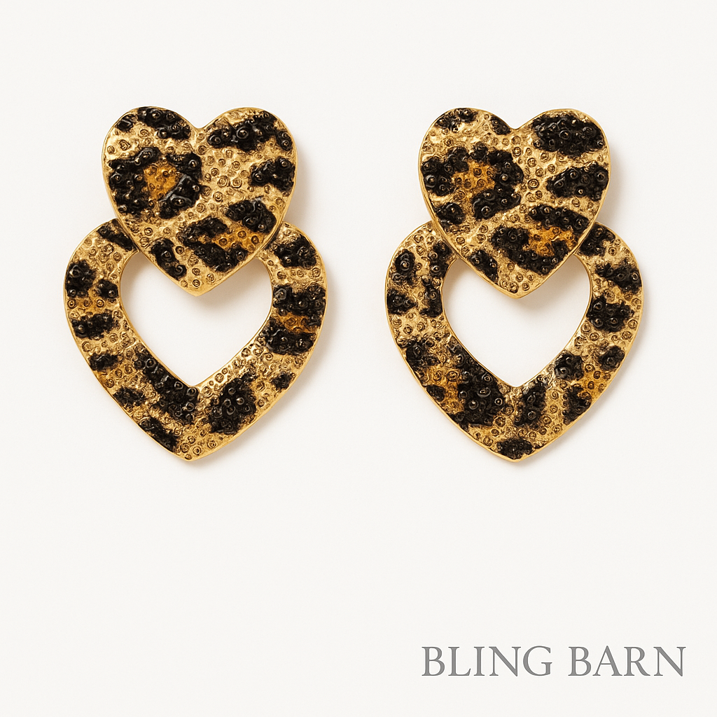 Wild Heart Leopard Drop Earrings