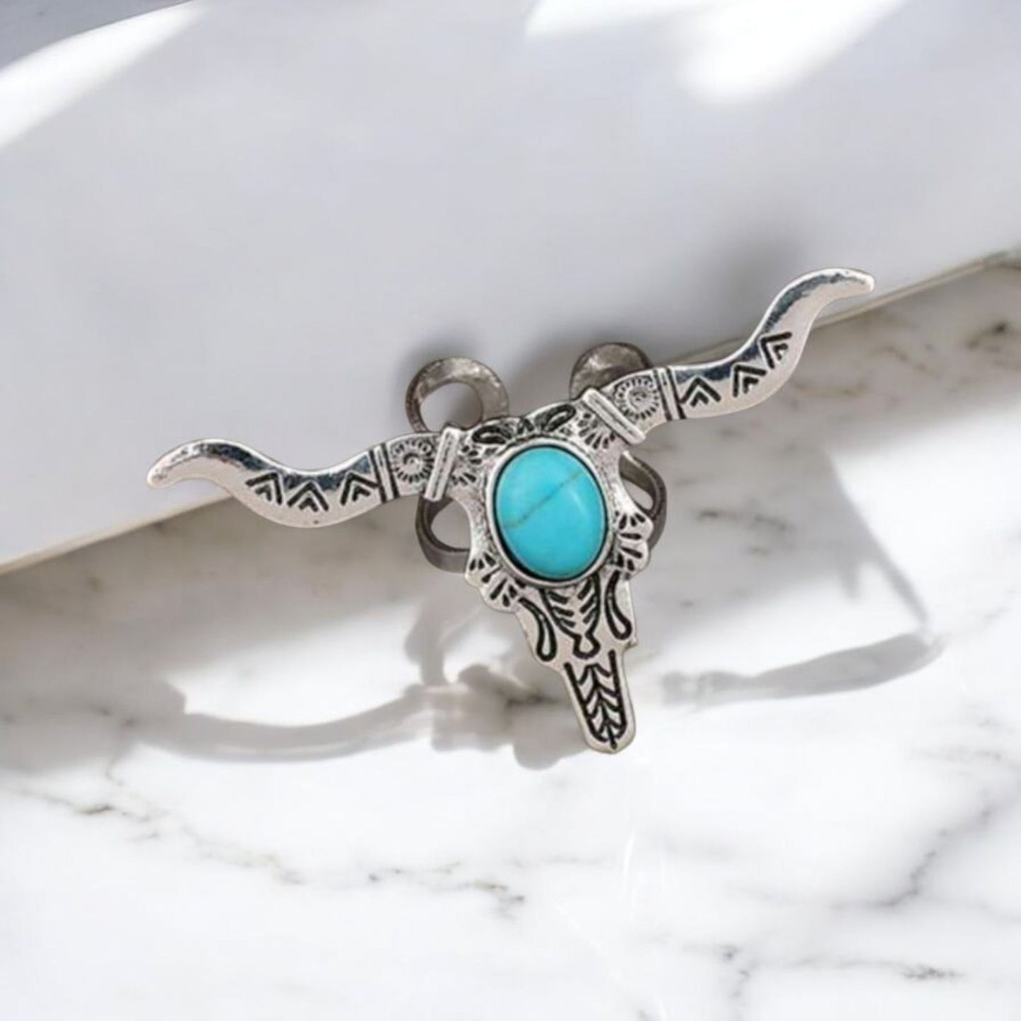 Adjustable Bull Skull Metal Fashion Ring