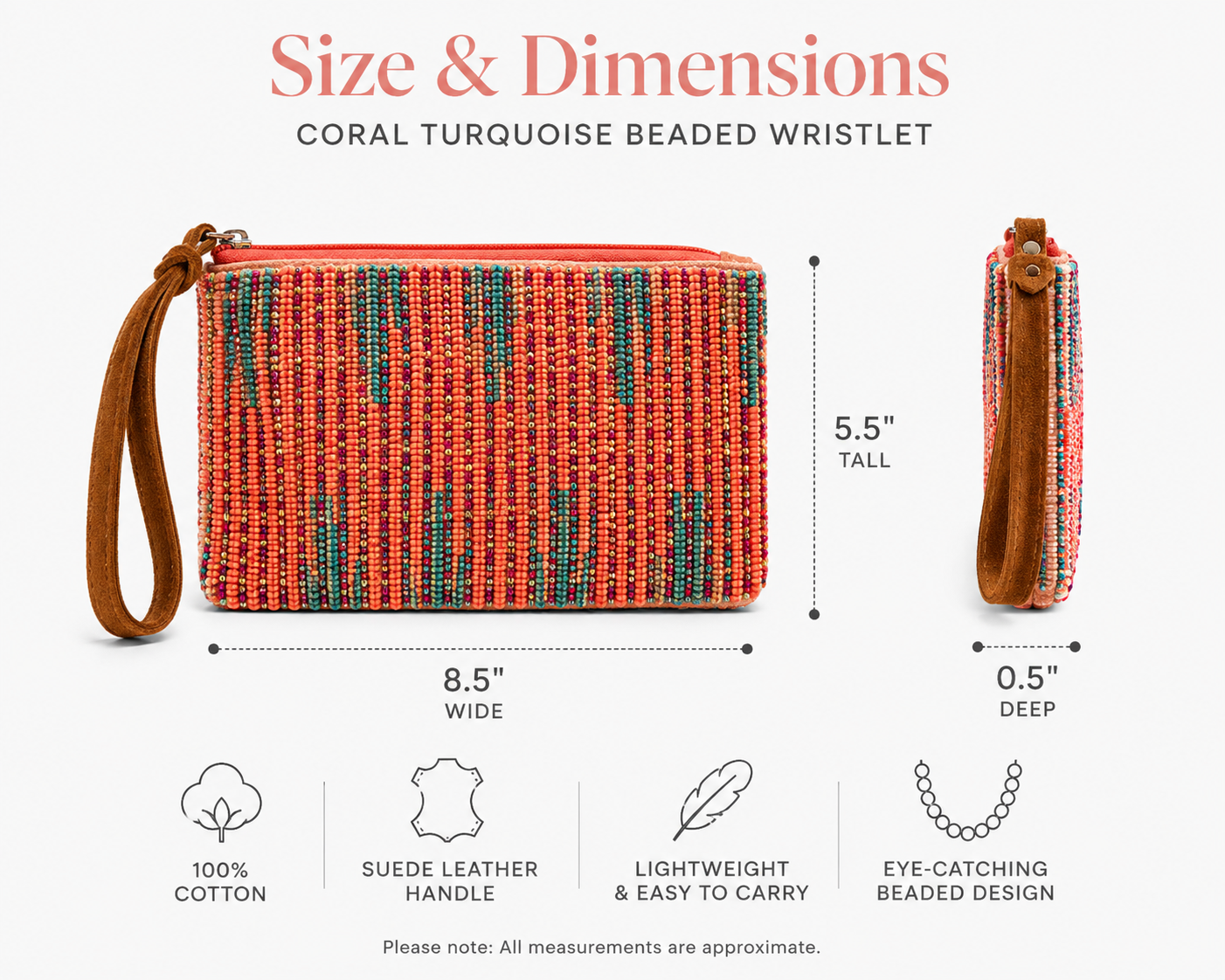 Coral Coast Beaded Wristlet | Coastal Cowgirl Boho Wristlet