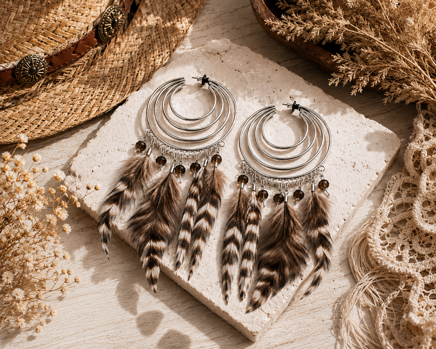 Wild Spirit Feather Hoop Earrings