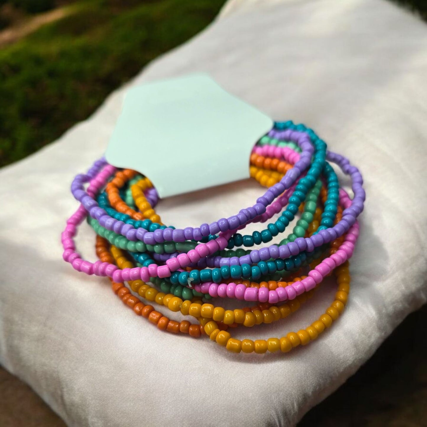 Sunset Sherbet Seed Bead Stretch Bracelet Stack