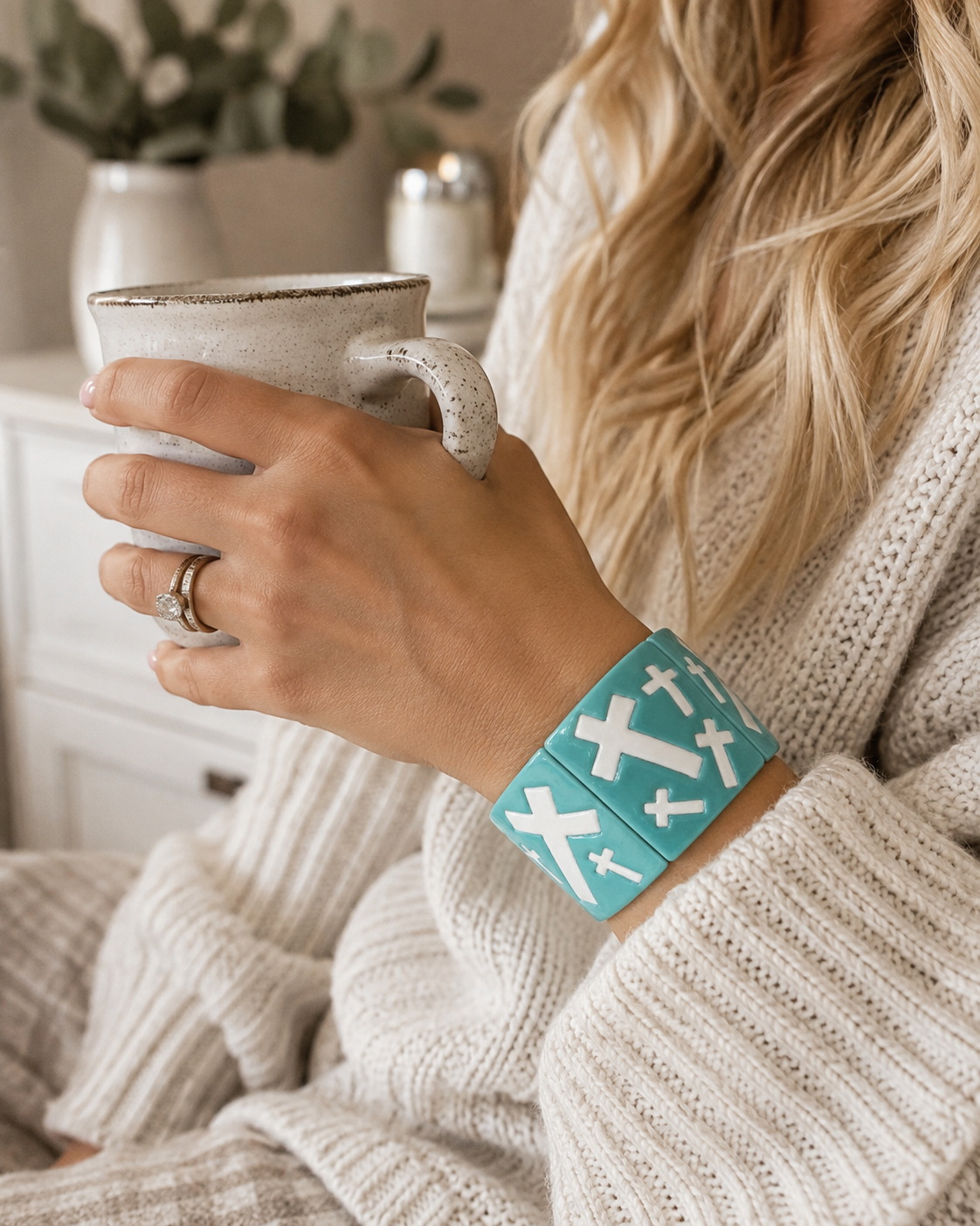 Faith Over Fear Stretch Cuff Bracelet