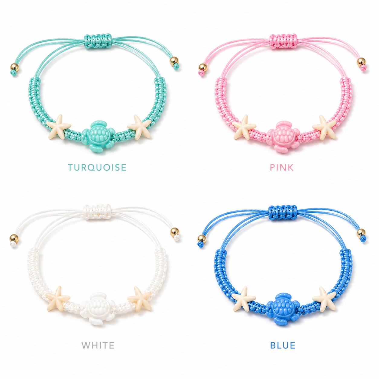 Coastal Cutie Turtle Anklet Collection – Adjustable Beach Turtle & Starfish Summer Anklets for Women & Teens