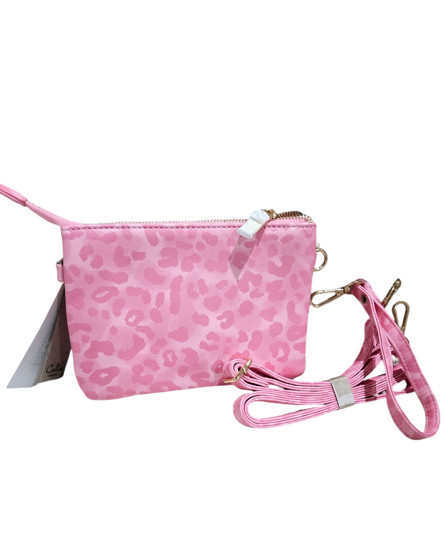 Sweet As Pink Leopard Crossbody Multi Compartment Purse