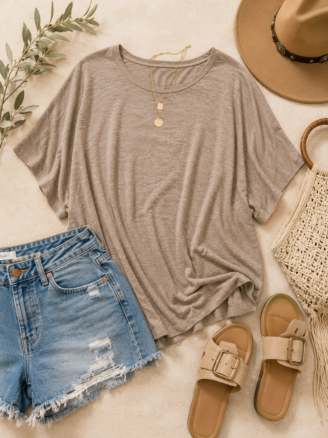 Easy Days Ash Mocha Oversized Knit Tee