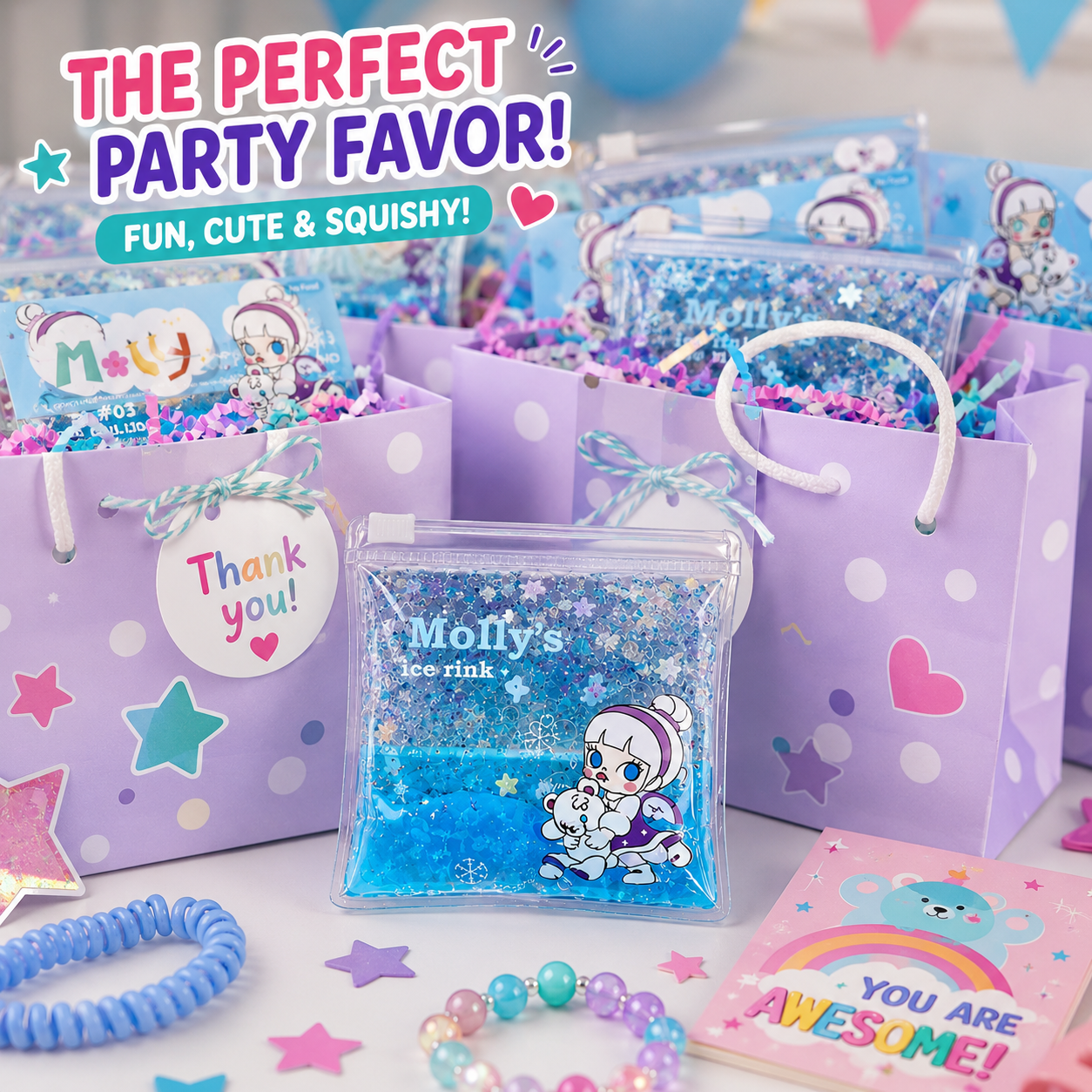 Mini Sparkle Sensory Pouch | Squishy Glitter Fidget Toy for Kids | Party Favor, Classroom Reward & Travel Toy