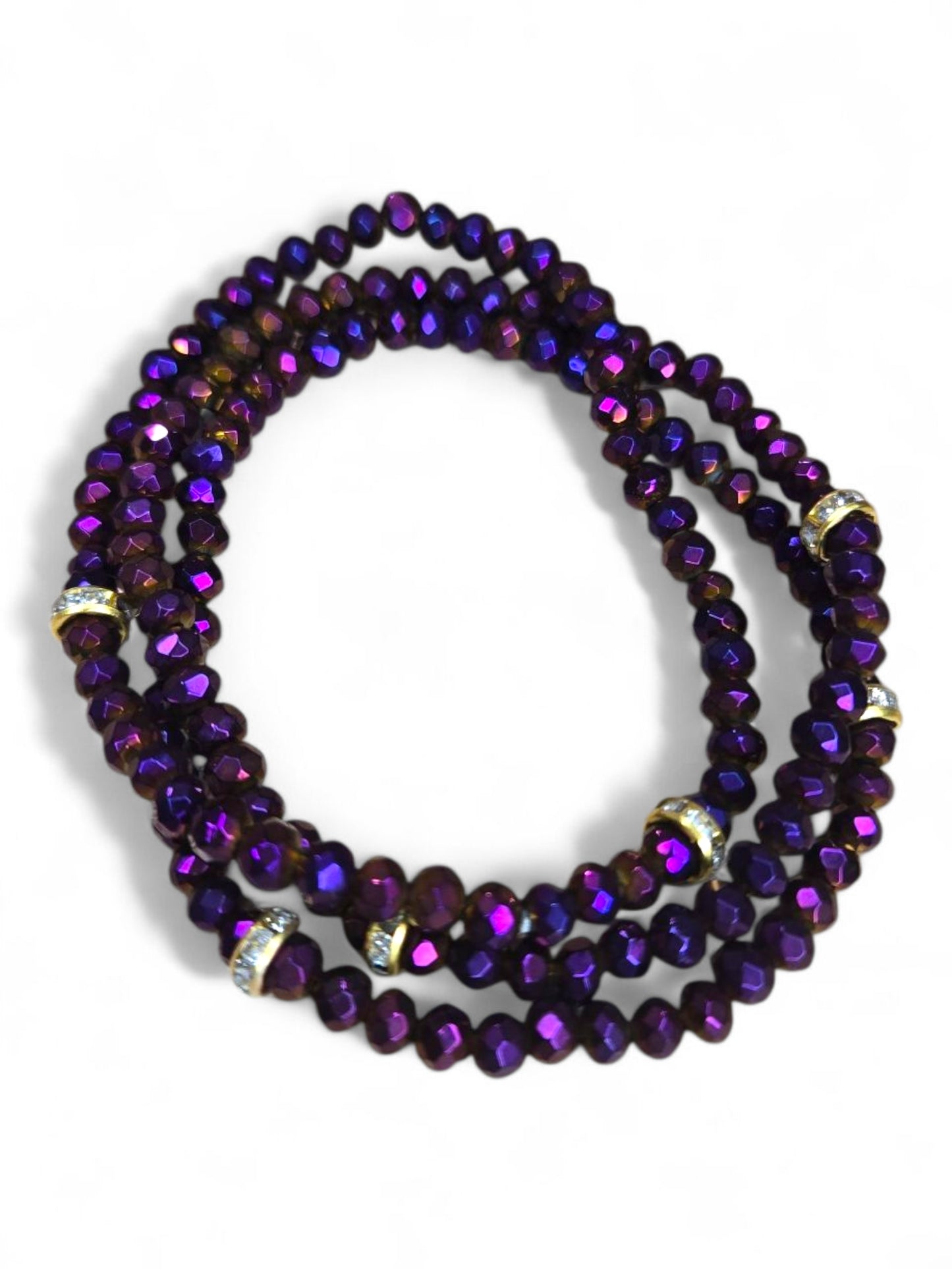Metallic Mini Glass Bead Stretch Bracelets Set of 3