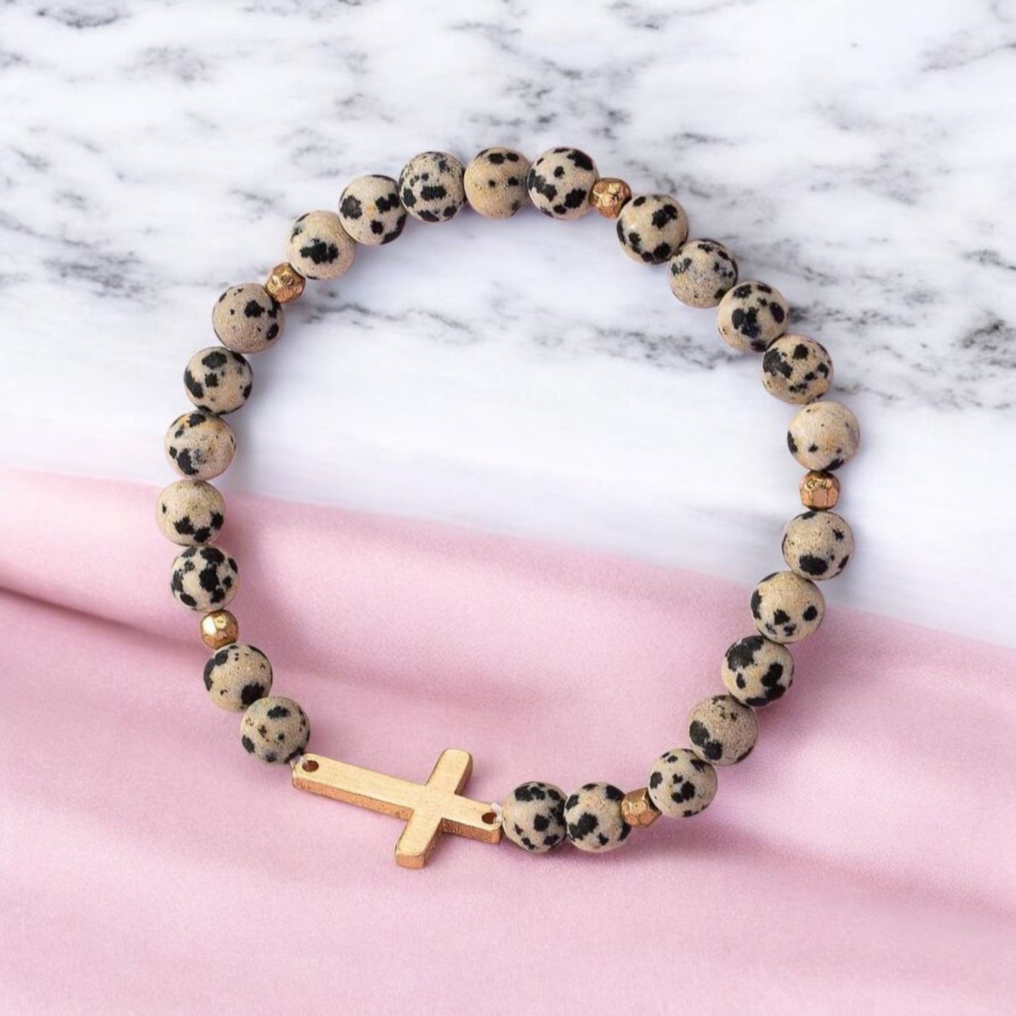 Speckled Cross Love Stetch Bracelet