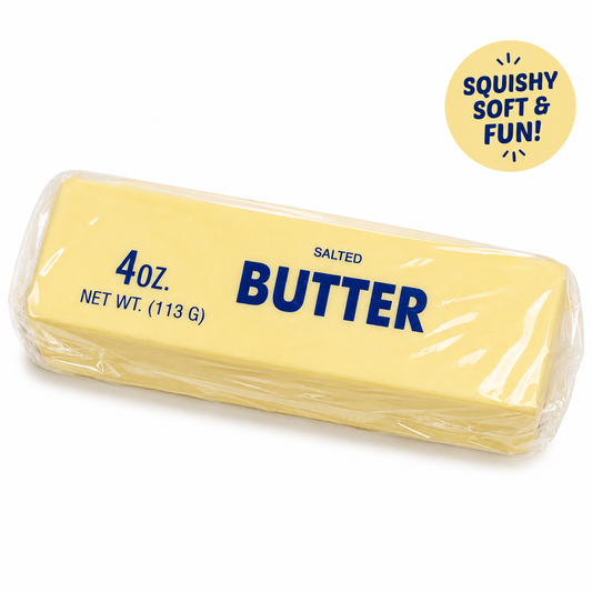 Butter Squishy Toy – Slow Rising Stress Relief Fidget | Realistic Butter Stick Squish | Cute Desk Toy | Sensory Gift for Kids & Adults