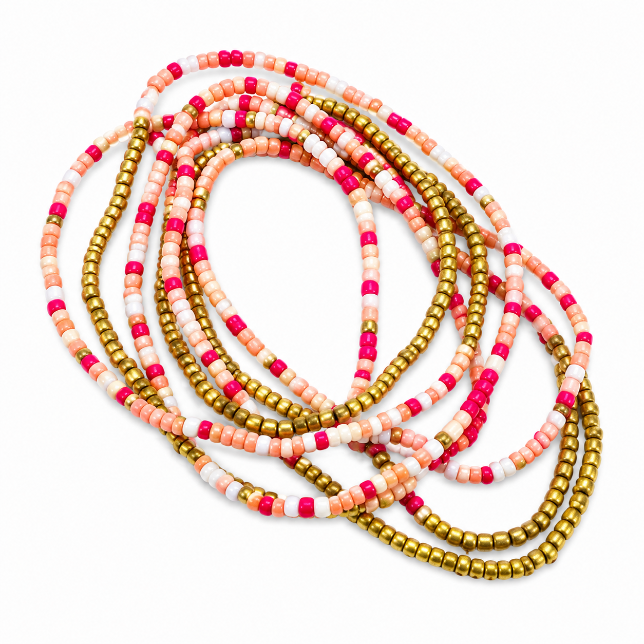 Coastal Color Seed Bead Bracelet Set 8 Piece Stretch Stack