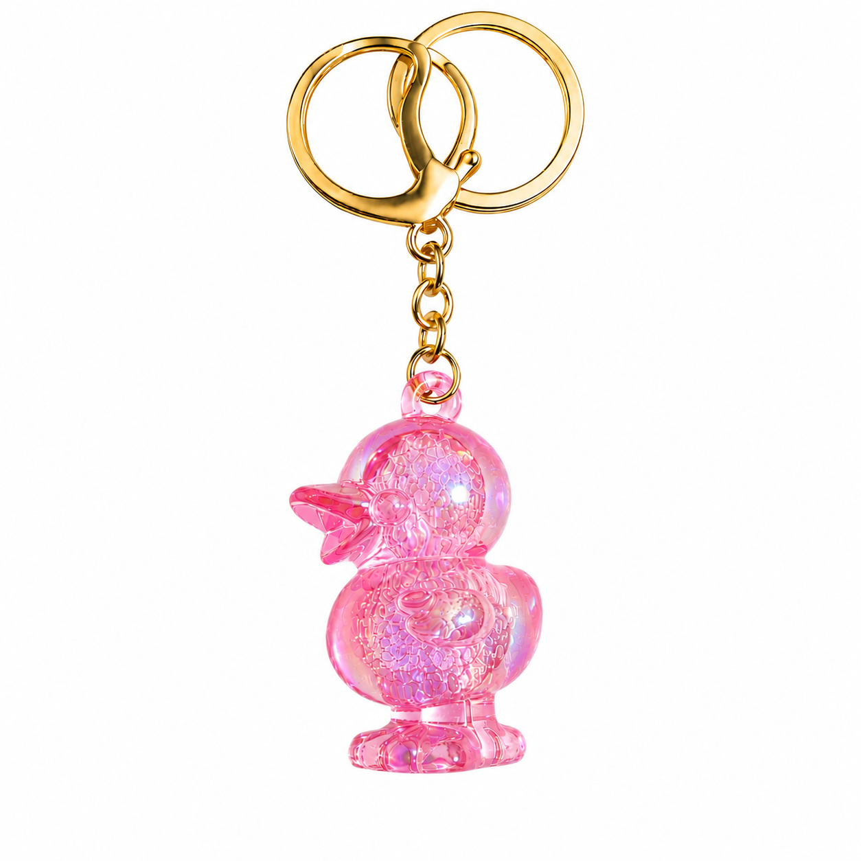 Iridescent Duck Keychain – Glossy Acrylic Bag Charm