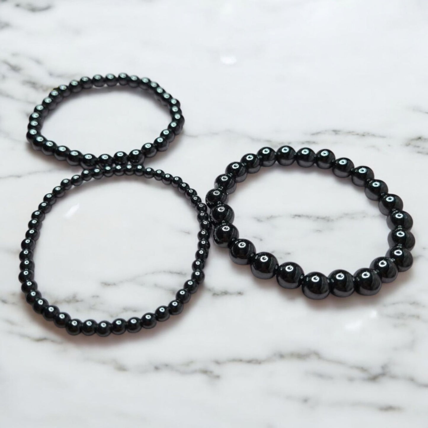 Hematite Stretch Circular Different Size Bracelets