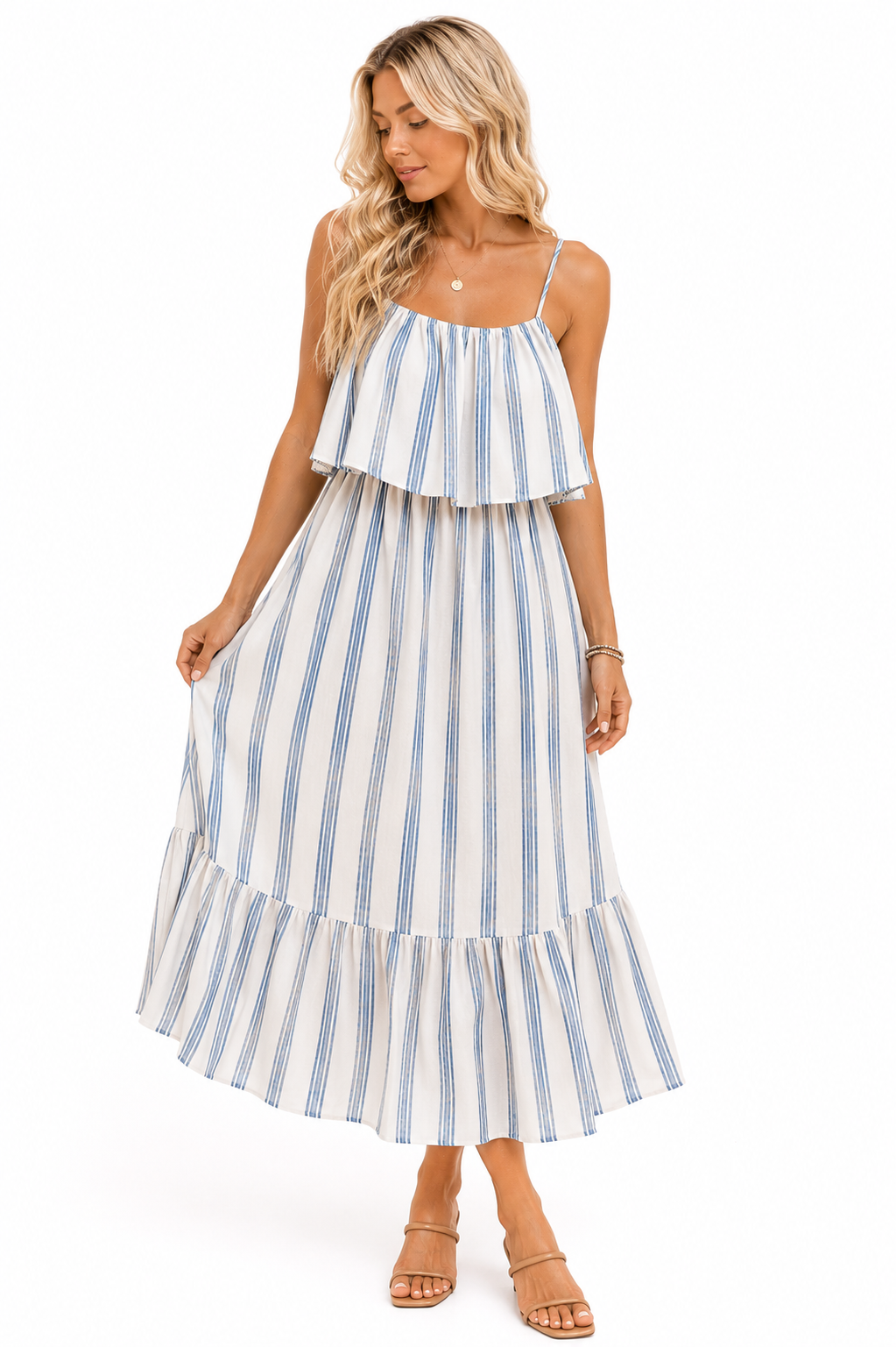 Salt & Sky Stripe Midi Dress