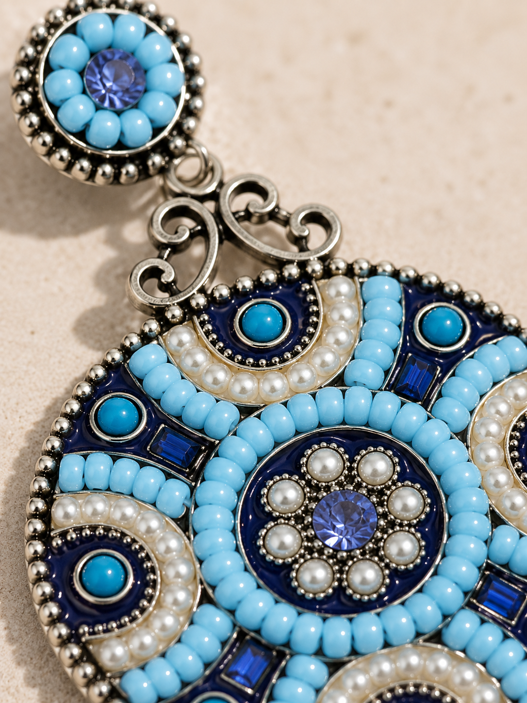 Mosaic Statement Earrings | Boho Beaded Disc Earrings