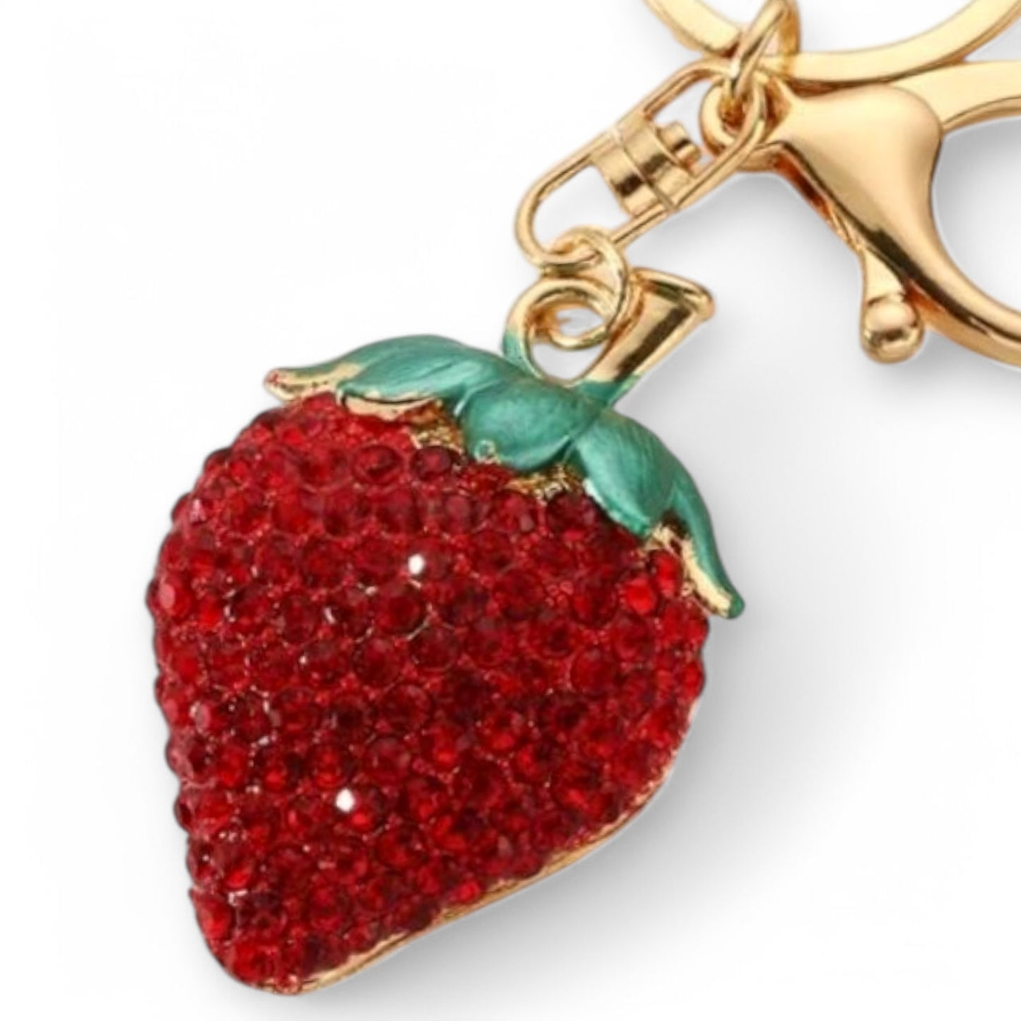 Glam Rhinestone Strawberry Keychain