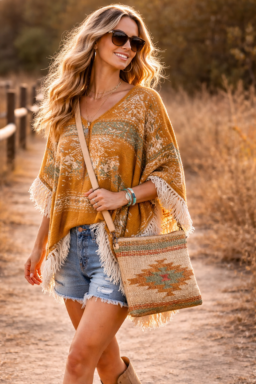 Desert Trail Aztec Crossbody Bag – Western Boho Everyday Purse
