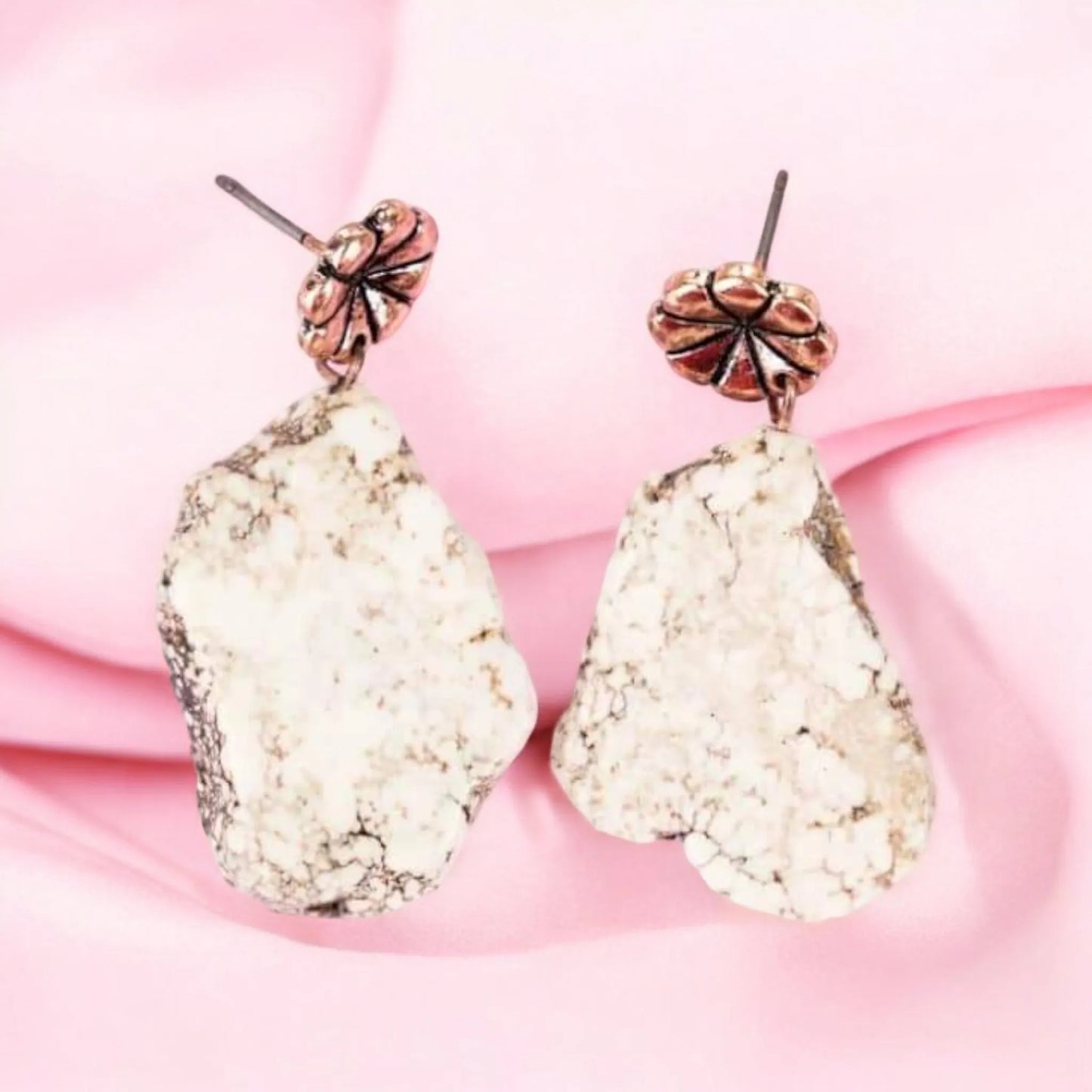 Western Ivory Faux Crackle Earrings