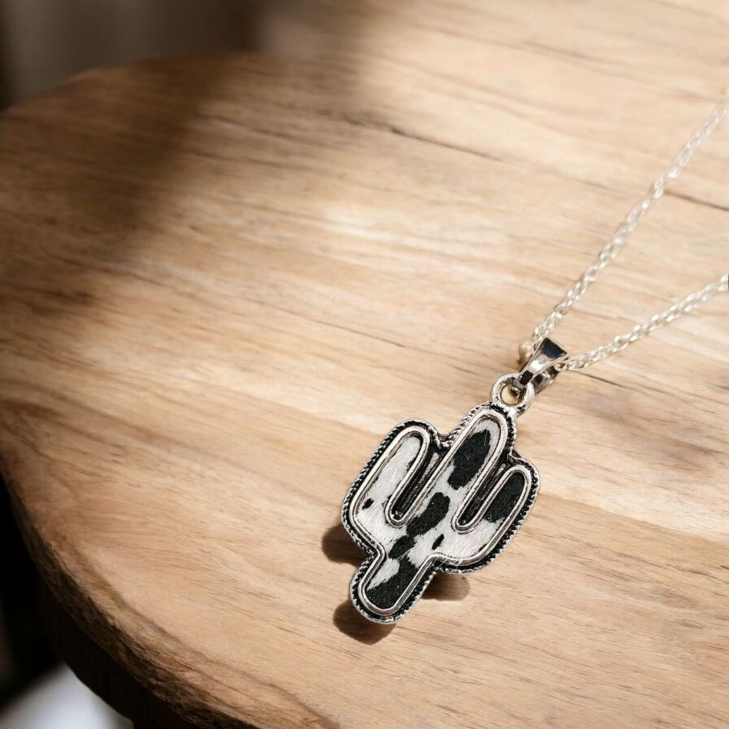 Cow Spotted Cactus Western Fashion Necklace
