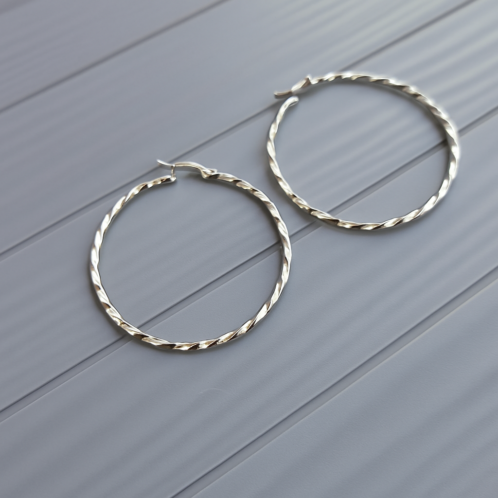 Silver Rodeo Hoop Earrings
