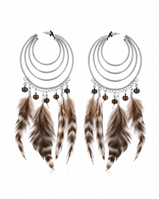 Wild Spirit Feather Hoop Earrings