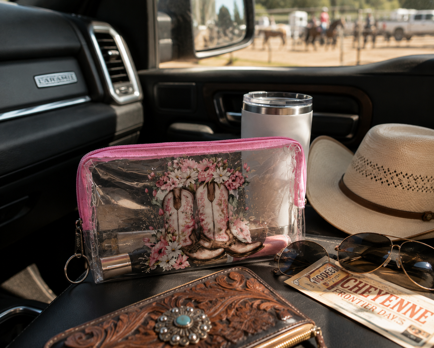 Clear Western Boot Zipper Pouch