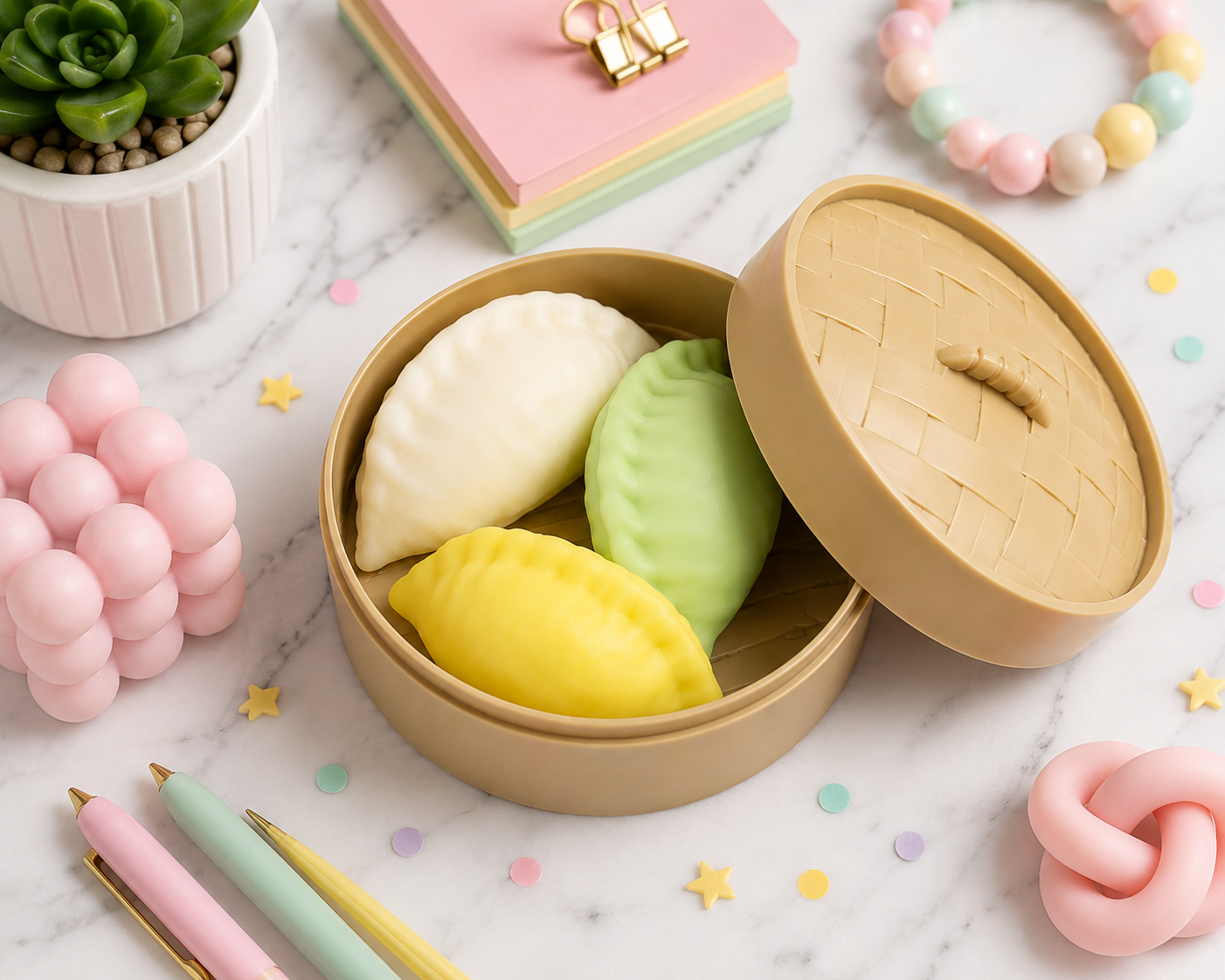 Potsticker Squishies – 3-Piece Sensory Fidget Set (Random Color)