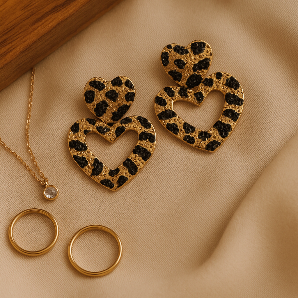 Wild Heart Leopard Drop Earrings