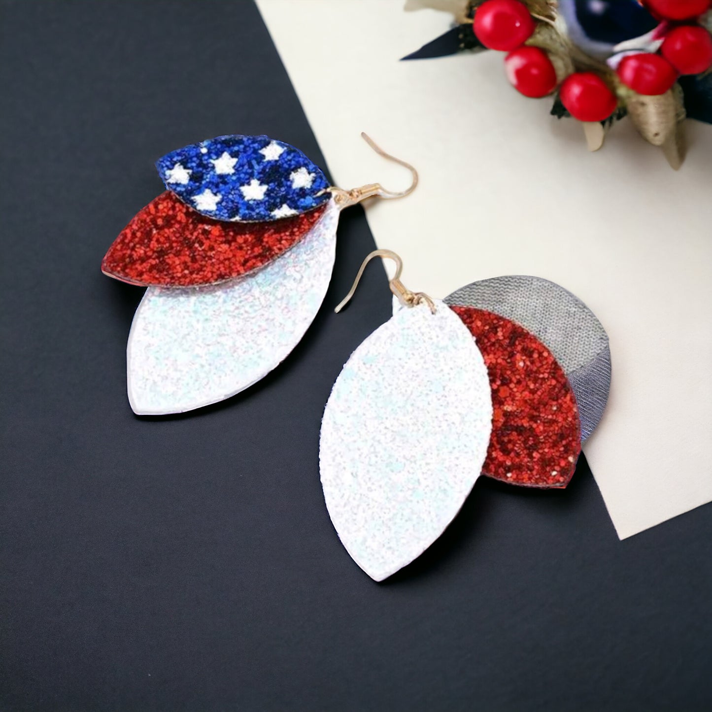 Patriotic Shimmer Star Drop Earrings