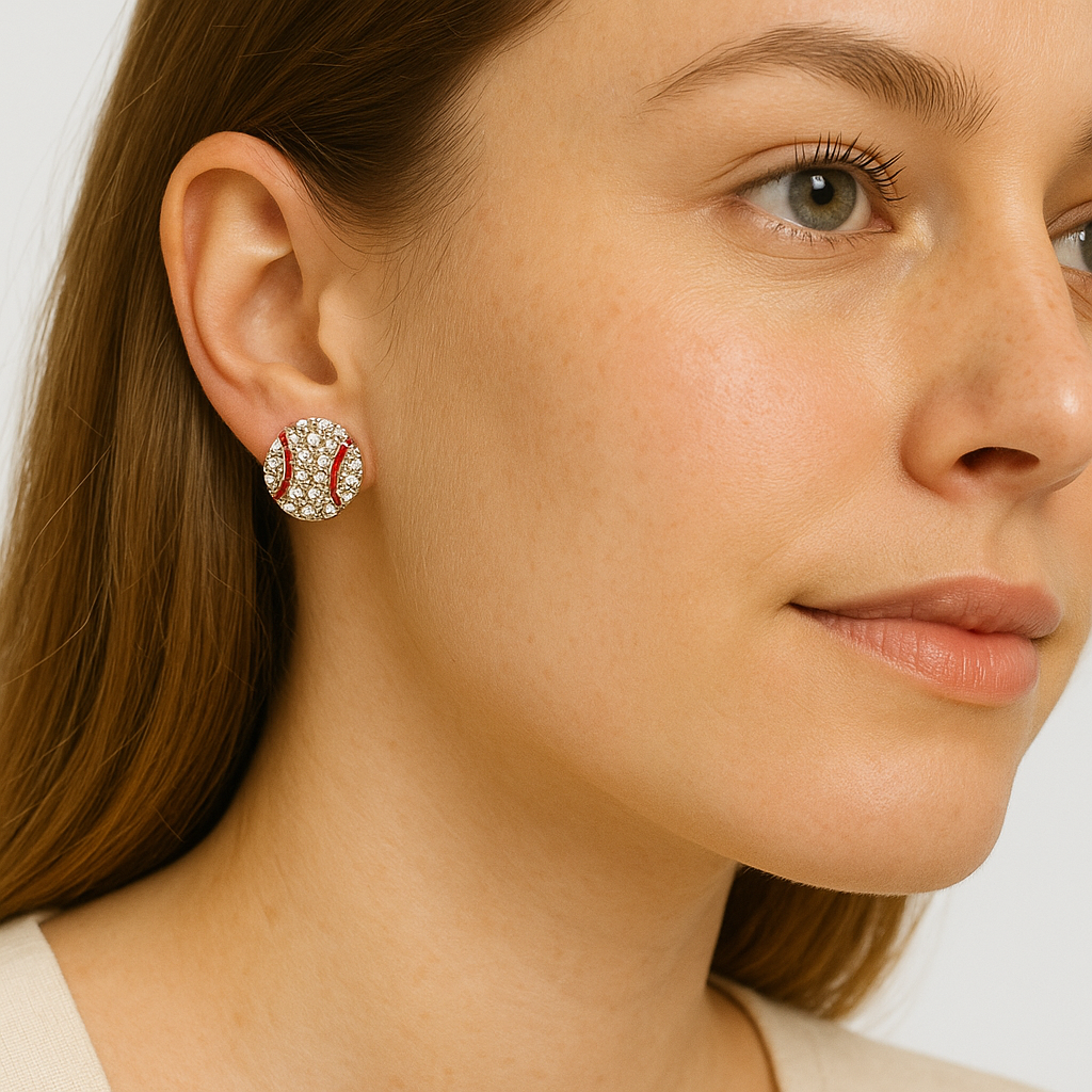 On Her Game Rhinestone Sports Stud Earrings