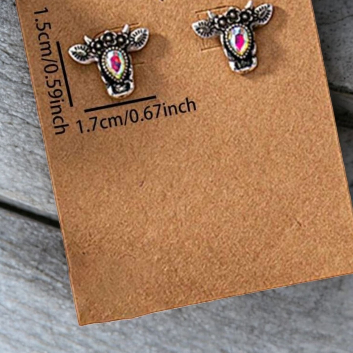 Queen on The Farm Stud Earrings With AB Rhinestone Center