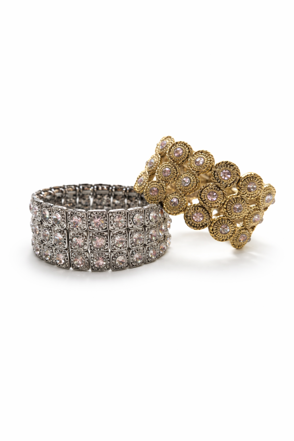 Allure Rodeo Luxe Bracelet Western Rhinestone Stretch Cuff (Gold or Silver Rhinestone Statement Bracelet)