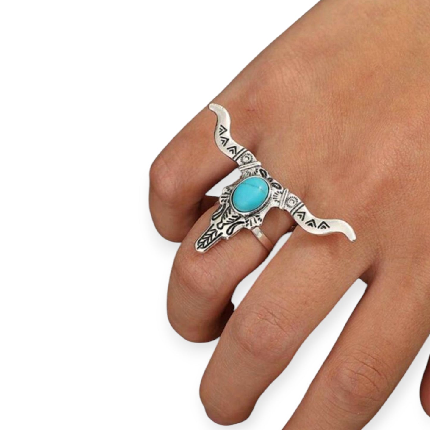 Adjustable Bull Skull Metal Fashion Ring