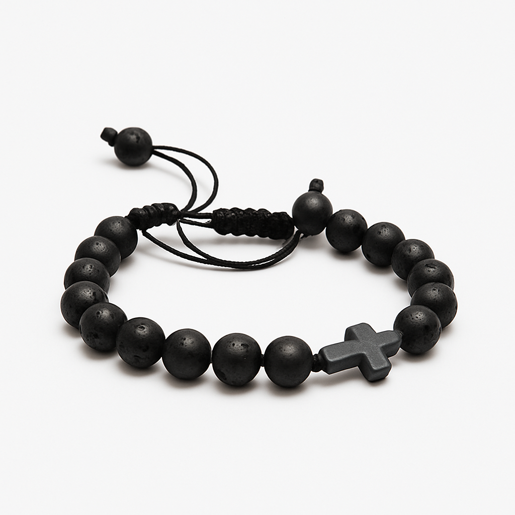 Unisex Lava Bead Pull Tie Bracelet