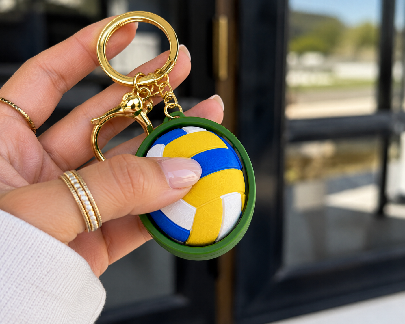 3D Printed Sports Clicker Fidget Keychain with Gold-Tone Clasp, Choice of Baseball, Football, Basketball, Volleyball, Tennis or Golf