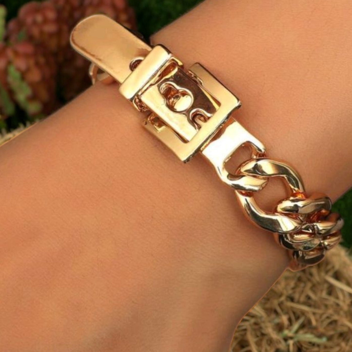 Chain Link Cuban Fashion Buckle Bracelet