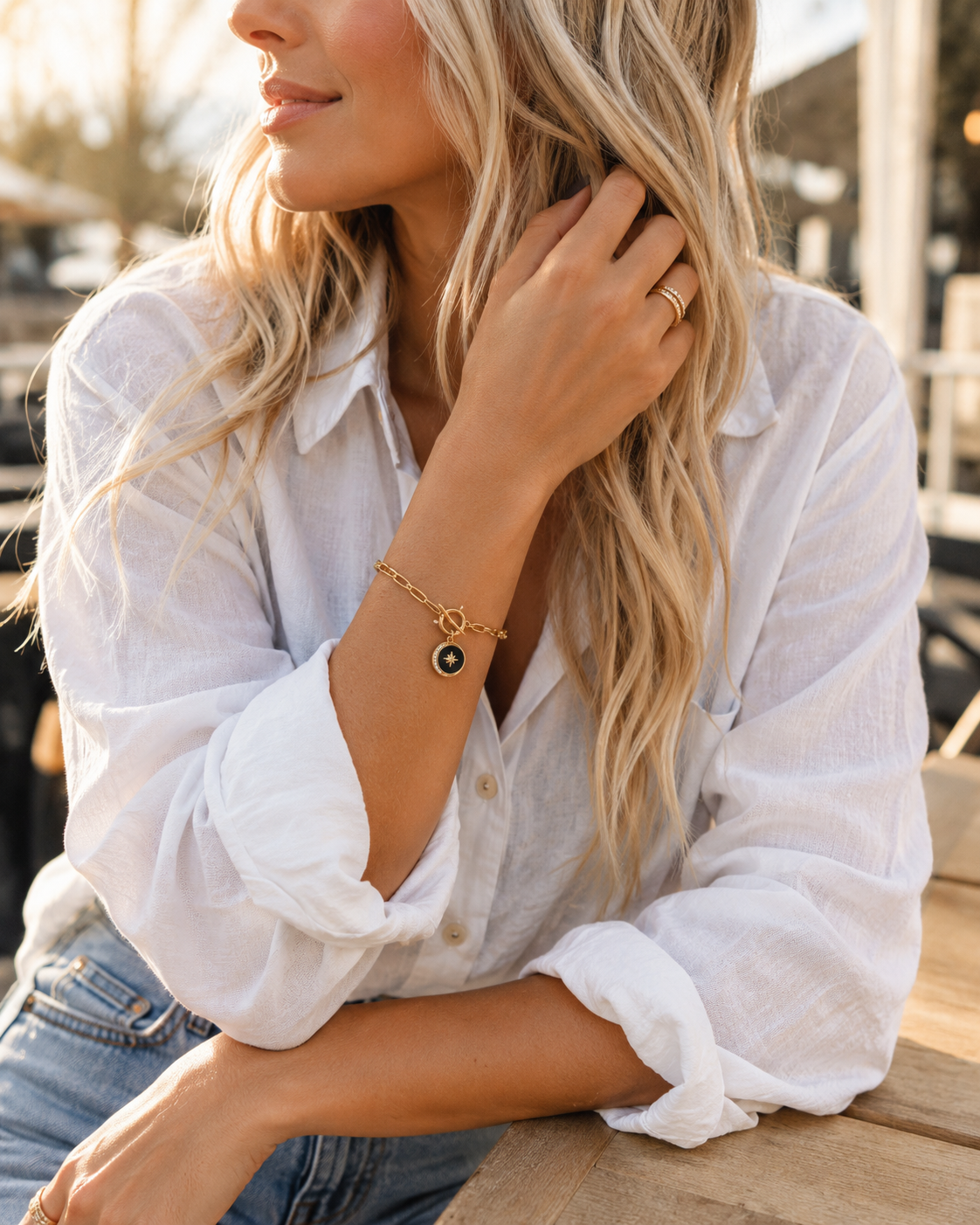 Midnight Compass Paperclip Bracelet