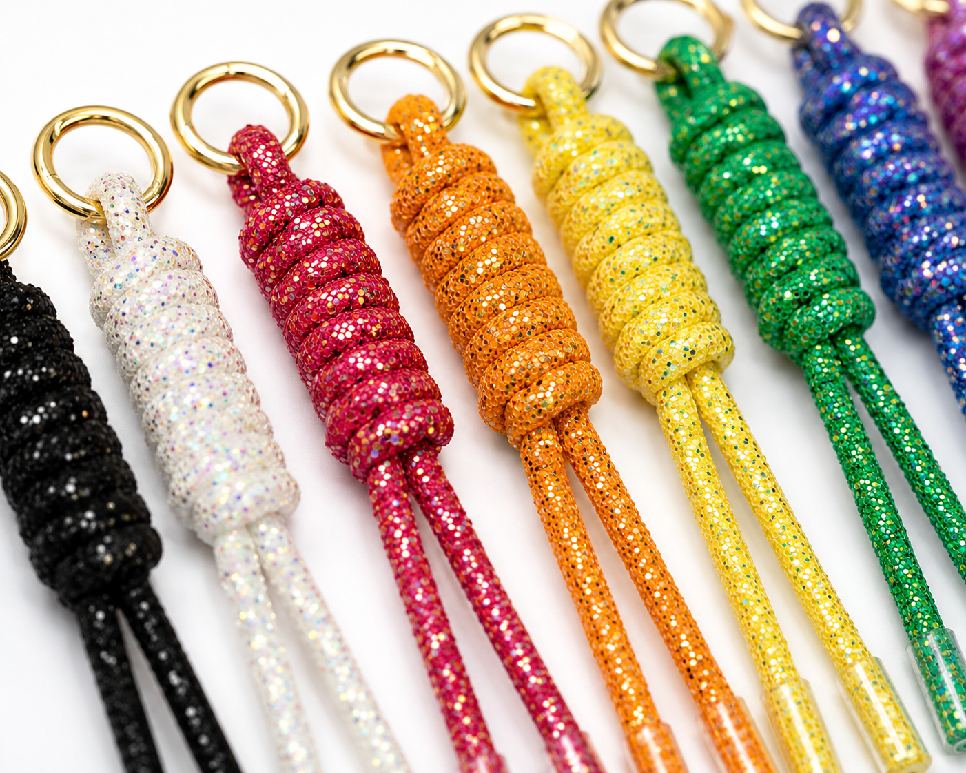 Mermaid Motel Glitter Rope Keychain – Colorful Coastal Glam Wristlet Keychain for Keys, Bags & Accessories