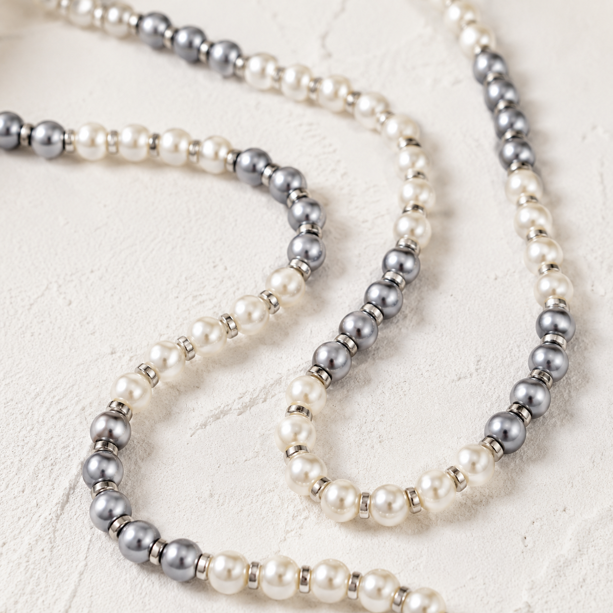 Silver Lining Layered Pearl Necklace Set