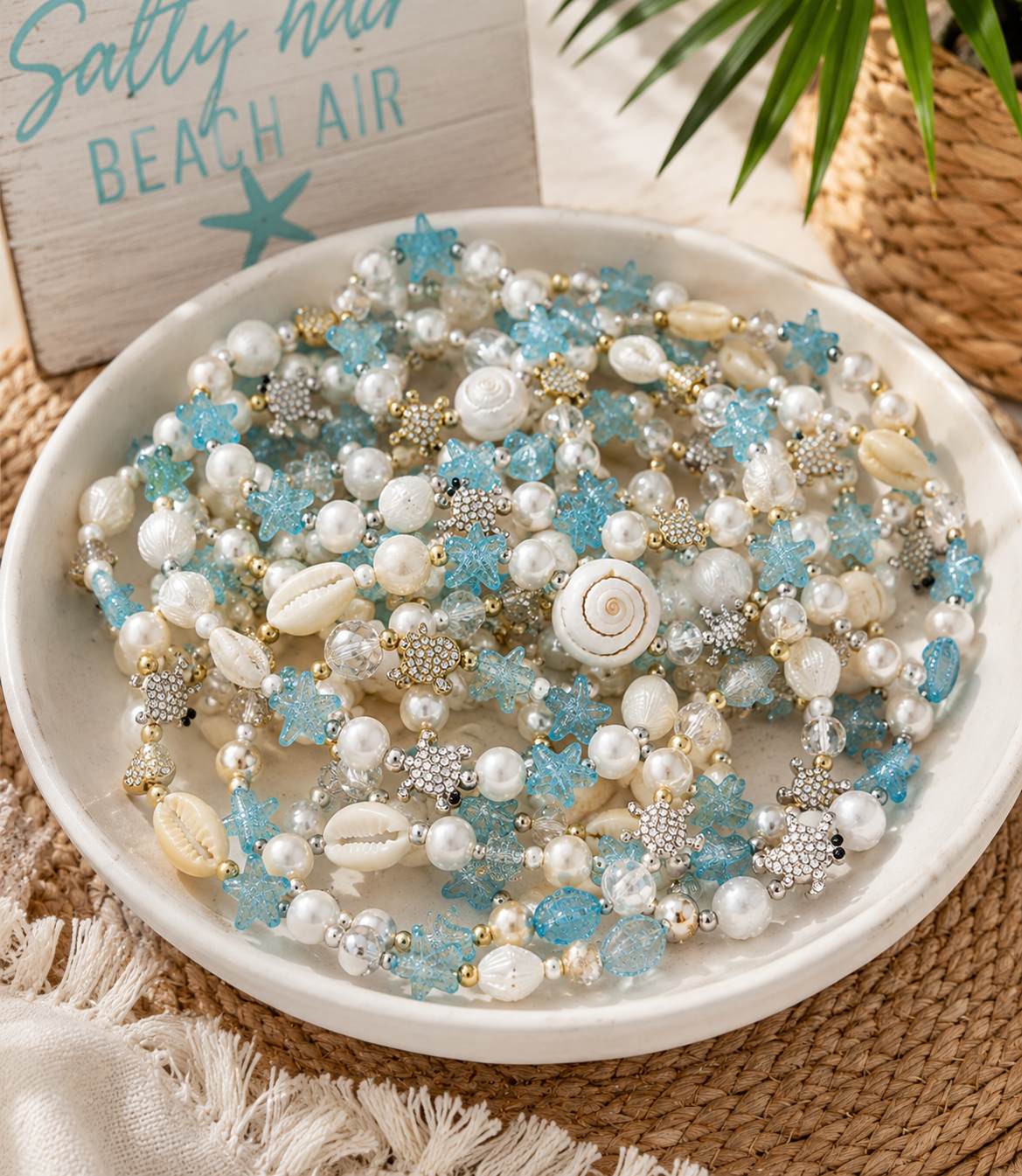 Tidal Treasure Bracelet Collection – Coastal Starfish, Pearl & Shell Stretch Bracelets | Beachy Boutique Jewelry