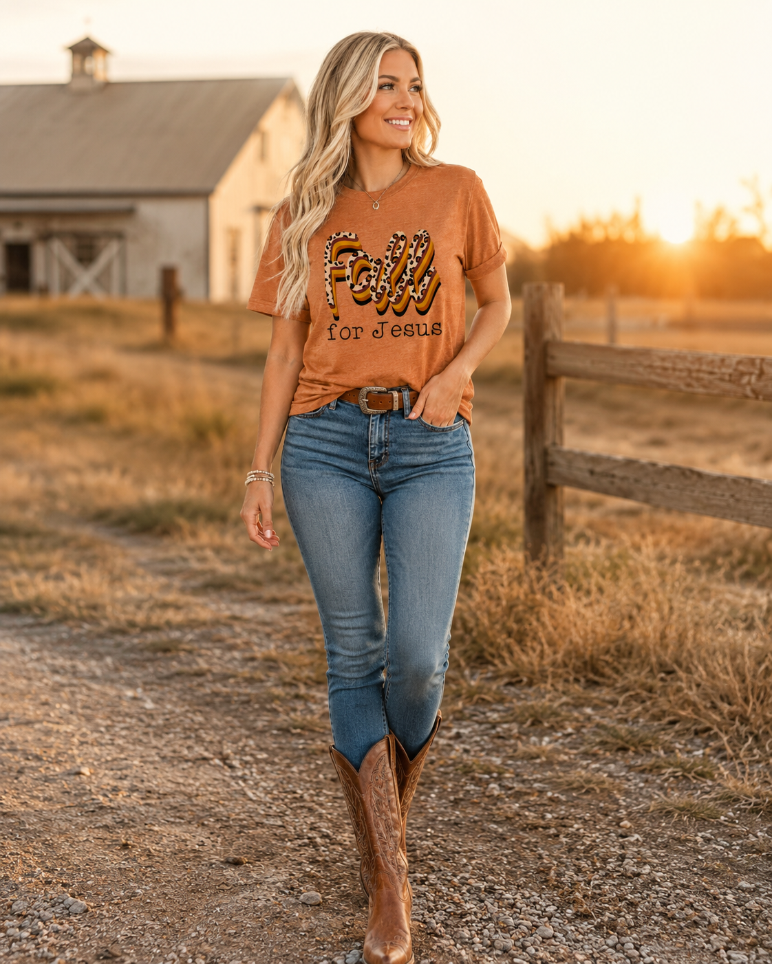 Emma at sunset in a quiet ranch/fall setting.