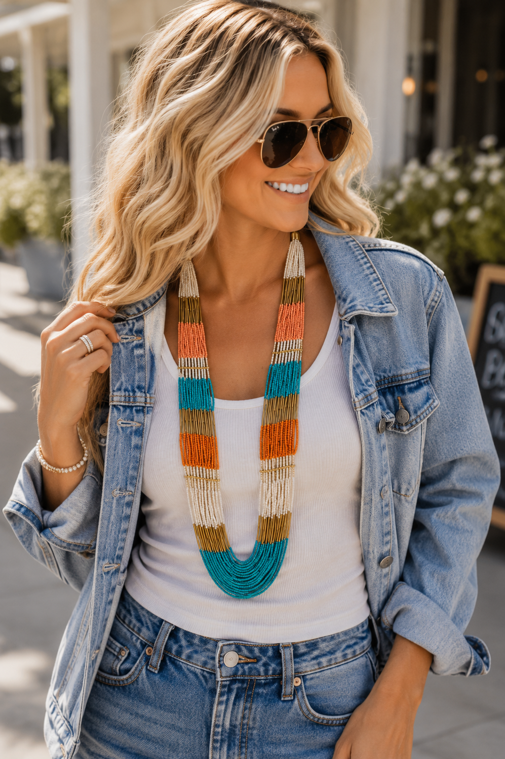 Painted Desert Beaded Statement Necklace